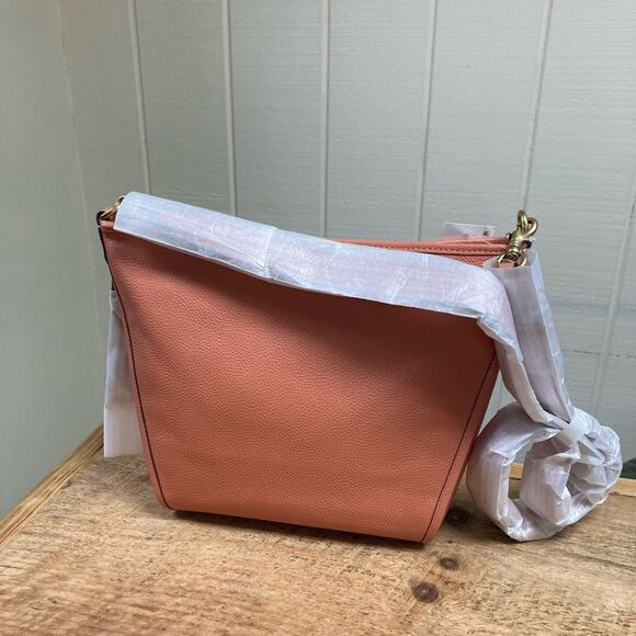 New Coach Purse Coral Pebbled Leather Shoulder Bag Crossbody - Picture 6 of 12